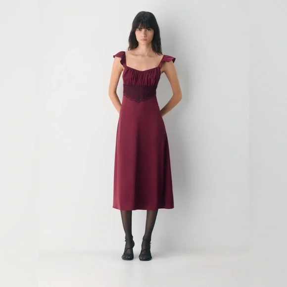 NWT Wilfred Magnate Satin Dress in Cordovan 🌹 • US 4 • Aritzia - Picture 10 of 13